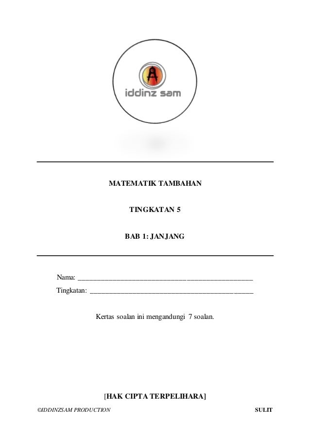 Matematik Tambahan Tingkatan 5 Bab 1
