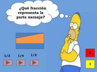C¿¿Qué fracción
representa la
parte naranja?
1/21/41/3
S
I
 