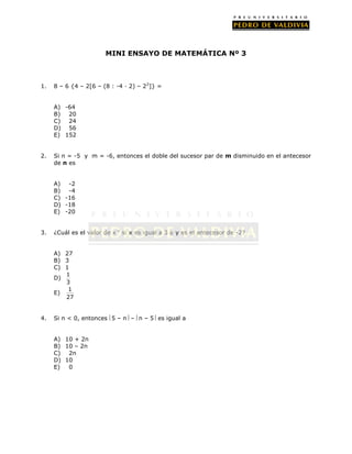 PDV: Matemática Mini-ensayo N°3 (2012)