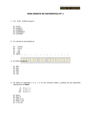 PDV: Matemática Mini-ensayo N°4 (2012)