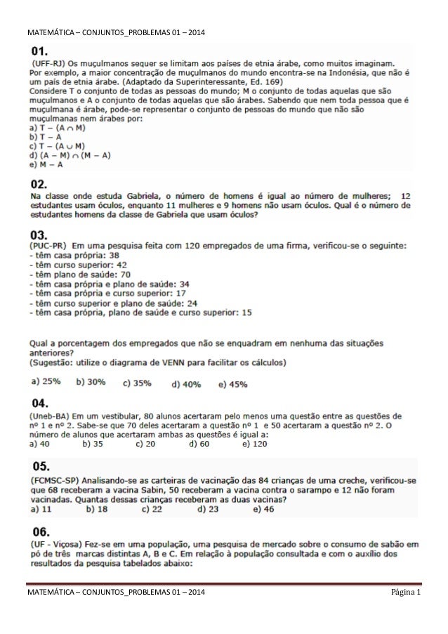 Matematica Conjuntos Problemas 01 2014
