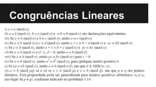 Congruências Lineares
 
