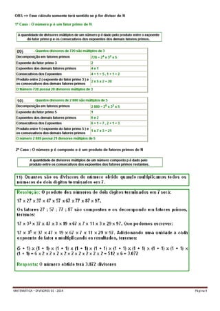 MATEMÁTICA – DIVISORES 01 - 2014 Página 4
 