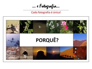 … e Fotografia…
_______________________________________________________________________________

             Cada fotografia é única!




                     PORQUÊ?
 