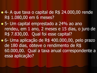 Preparem-se   Os exercícios a seguir estão de acordo com os apresentados na aula de hoje, no verso você encontrará as fórmulas para aplicá-las.   Tente fazer alguns e nos 10 minutos restantes serão mostrados seus resultados!!!   Boa SORTE