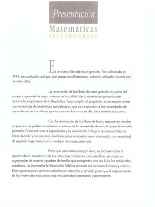 Matemáticas. segundo grado. plan 1993.
