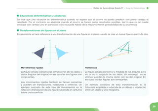 29
Mallas de Aprendizaje Grado 5° Área de Matemáticas
Movimientos rígidos
La figura creada conserva las dimensiones de los...
