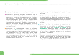 4
Mallas de Aprendizaje Grado 5° Área de Matemáticas
Durante grado quinto se espera que los estudiantes:
• Formulen y resu...