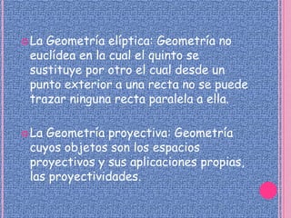 Una parte importante de la geometría plana son las construcciones con regla y compás.La geometría se enriquece con el estudio de la estructura intrínseca de los entes geométricos que analizan Euler y Gauss, que condujo a la creación de la topología y la geometría diferencial