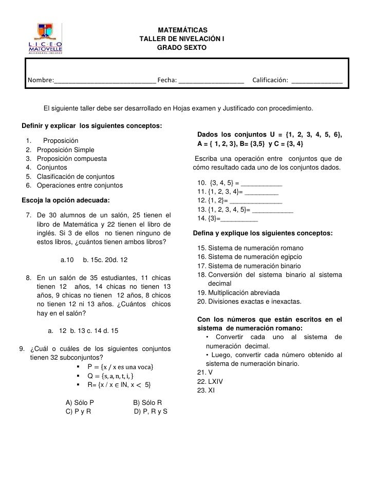 Matemáticas sexto