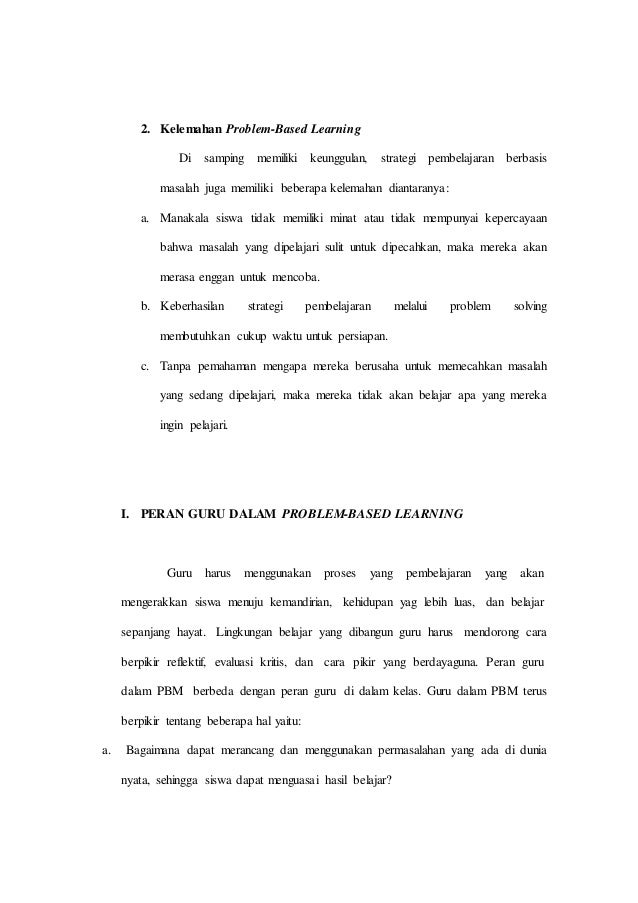 Makalah Model Pembelajaran Berbasis Masalah Problem Based Learning