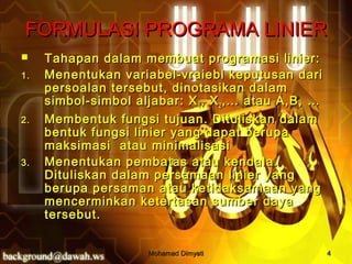 Rumus Program Linier Materi 2 programasi linier dan solusi grafik | PPT
