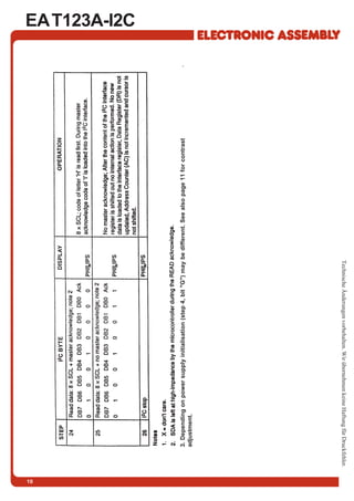 10
EAT123A-I2C
3.Dependingonpowersupplyinitialisation(step4,bit"G")maybedifferent.Seealsopage11forcontrast
adjustment.
TechnischeÄnderungenvorbehalten.WirübernehmenkeineHaftungfürDruckfehler.
 