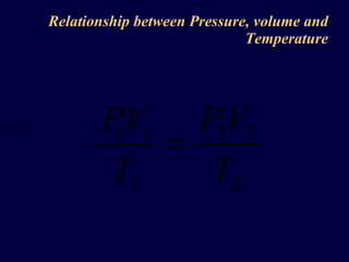 Relationship between Pressure, volume and Temperature 