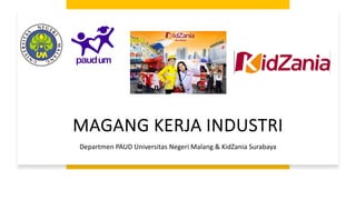 Click to edit Master title style
• Click to edit Master text styles
• Second level
• Third level
• Fourth level
• Fifth level
1/18/24 1
www.um.ac.id 1
Excellence
in Learning Innovation
MAGANG KERJA INDUSTRI
Departmen PAUD Universitas Negeri Malang & KidZania Surabaya
 