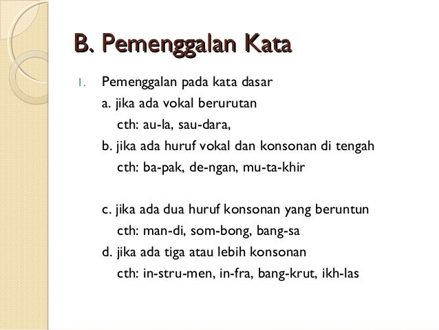 Pemenggalan Suku Kata Pembahasan Soal