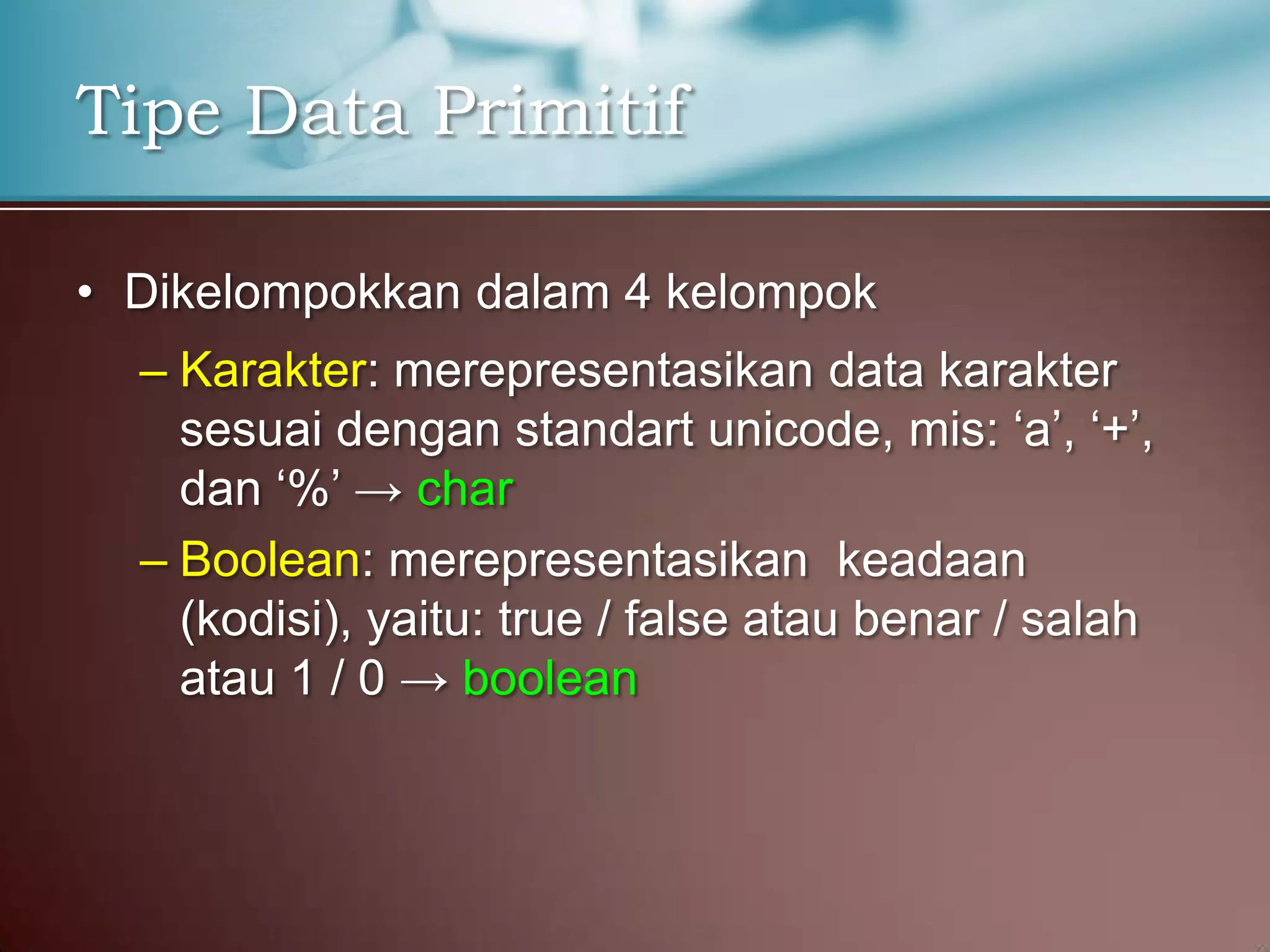 Materi Tipe Data dan Variabel | PPTX