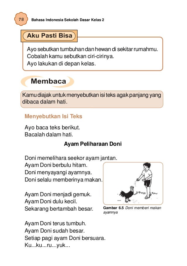 sebutkan ciri ciri gambar komik Bahasa Indonesia Kelas 2