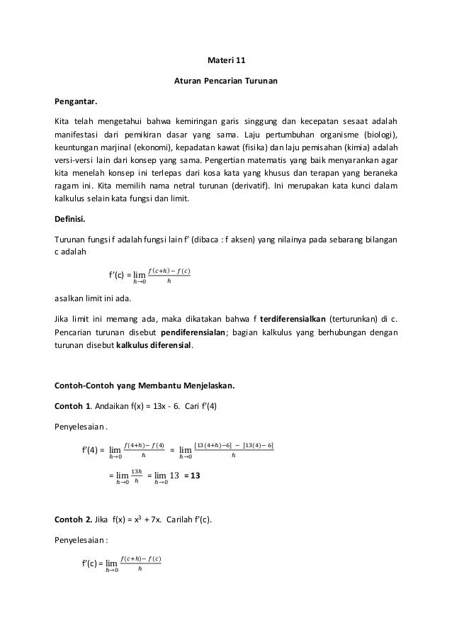 Aturan Pencarian Turunan