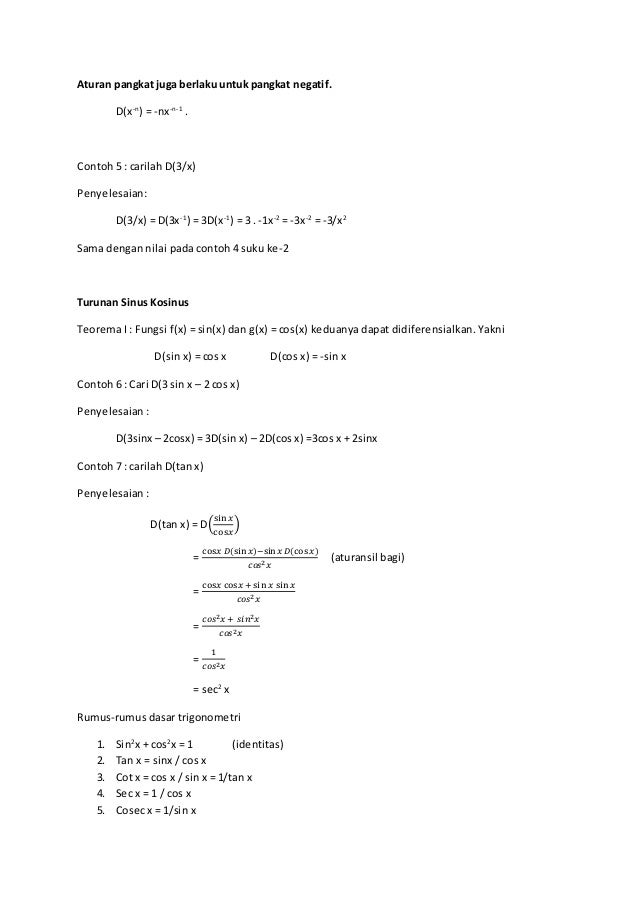 24 Contoh Soal Turunan Aturan Selisih Kumpulan Contoh Soal