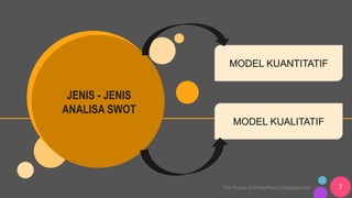 The Power of PowerPoint | thepopp.com 7
JENIS - JENIS
ANALISA SWOT
MODEL KUANTITATIF
MODEL KUALITATIF
 