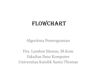 FLOWCHART
Algoritma Pemrograman

Drs. Lamhot Sitorus, M.Kom
Fakultas Ilmu Komputer
Universitas Katolik Santo Thomas

 