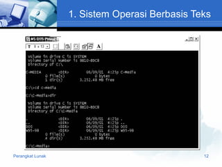 1. Sistem Operasi Berbasis Teks

Perangkat Lunak

12

 