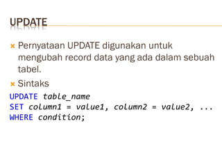 Materi 3 Penjelasan tentang SQL DDL dan DML | PDF