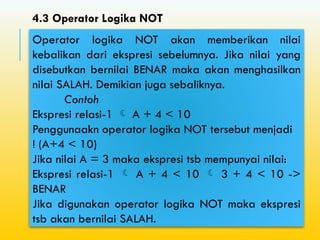 Bahasa C Presentation Operator pada C++ | PPTX