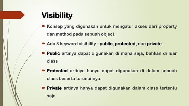 visibility (acces modifier) materi ke empat | PPTX