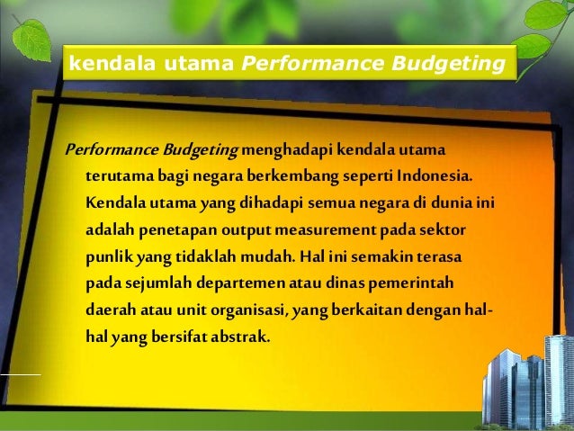 Performance budgeting
