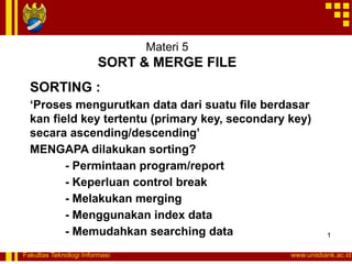 The process of sorting data from a file based on a specific key field ...