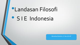 •Landasan Filosofi
• S I E Indonesia
Monalisa Ibrahim, S. Sos.,M.AP
 
