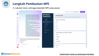 DIREKTORAT SEKOLAH MENENGAH PERTAMA
Langkah Pembuatan MPI
5. Lakukan revisi, sehingga diperoleh MPI yang sesuai
 