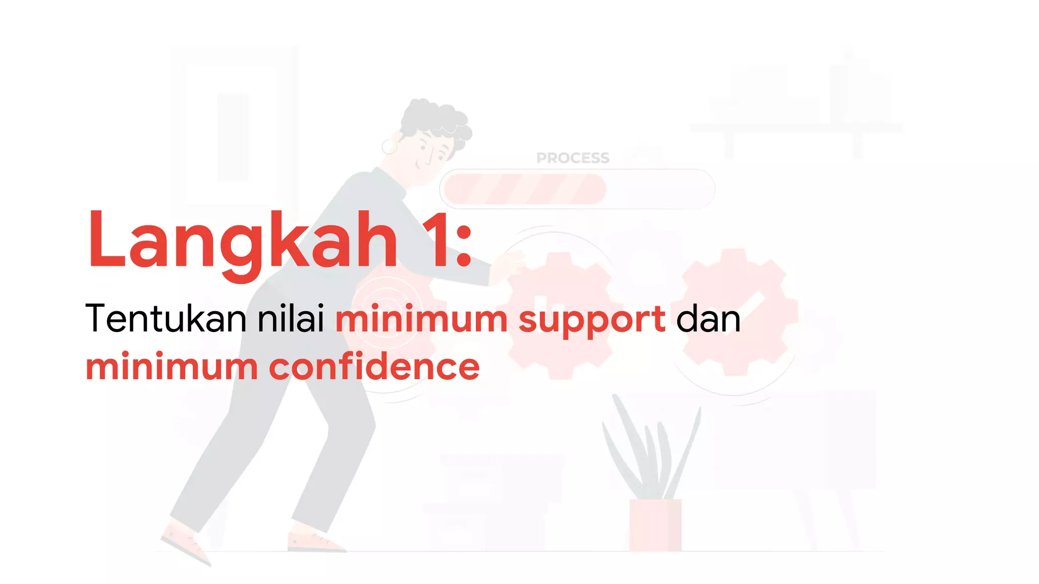 Langkah 1:
Tentukan nilai minimum support dan
minimum confidence
 