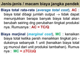 Materi 9 (teori biaya produksi) | PPTX
