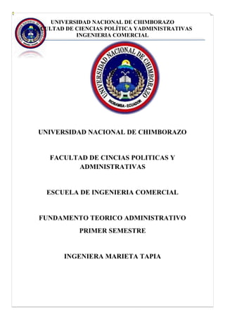 UNIVERSIDAD NACIONAL DE CHIMBORAZO
FACULTAD DE CIENCIAS POLÍTICA YADMINISTRATIVAS
INGENIERIA COMERCIAL

 