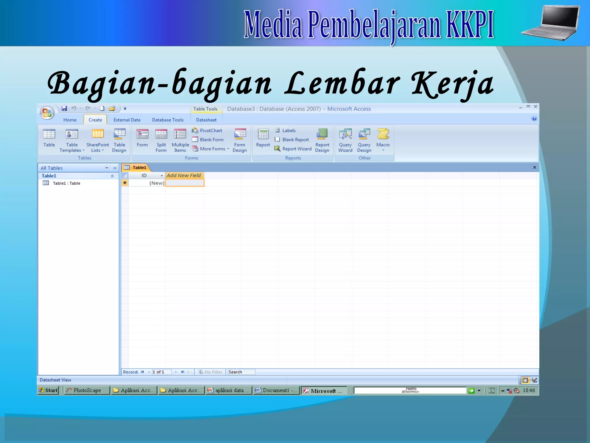 Bagian-bagian Lembar Kerja
 