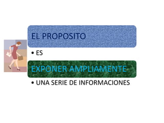 EL PROPOSITO
• ES

EXPONER AMPLIAMENTE
• UNA SERIE DE INFORMACIONES

 