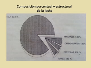 Composición porcentual y estructural
de la leche
 