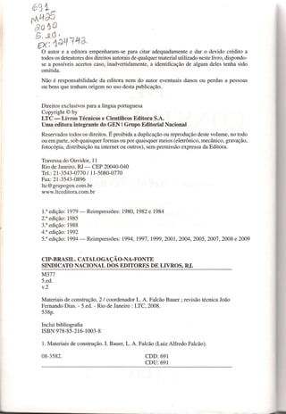 Materiais de construção   volume 2 - bauer - 5ª edição