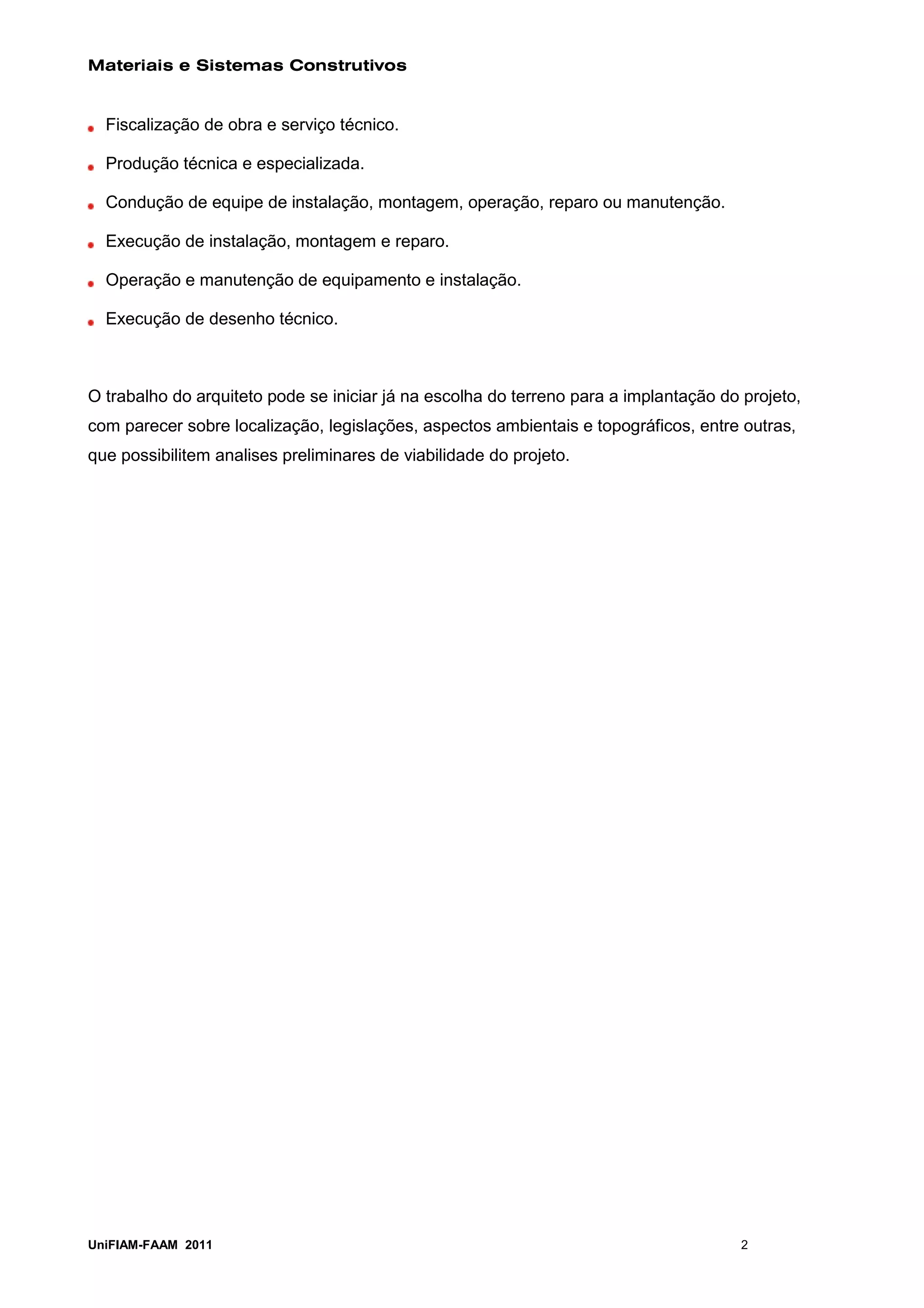 Materiais e sistemas construtivos 01 | PDF