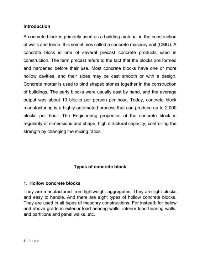 concrete block properties & types | PDF | Civil Engineering Industry ...