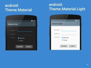 11 
android: 
Theme.Material 
android: 
Theme.Material.Light 
 