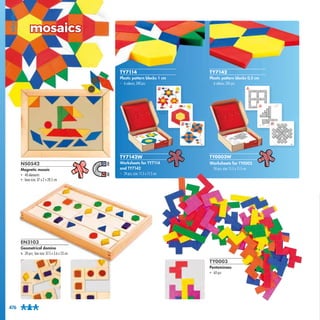 TY0003
Pentominoes
• 60 pcs
TY7142W
Worksheets for TY7114
and TY7142
• 24 pcs; size: 11.5 x 11.5 cm
EN3103
Geometrical dom...