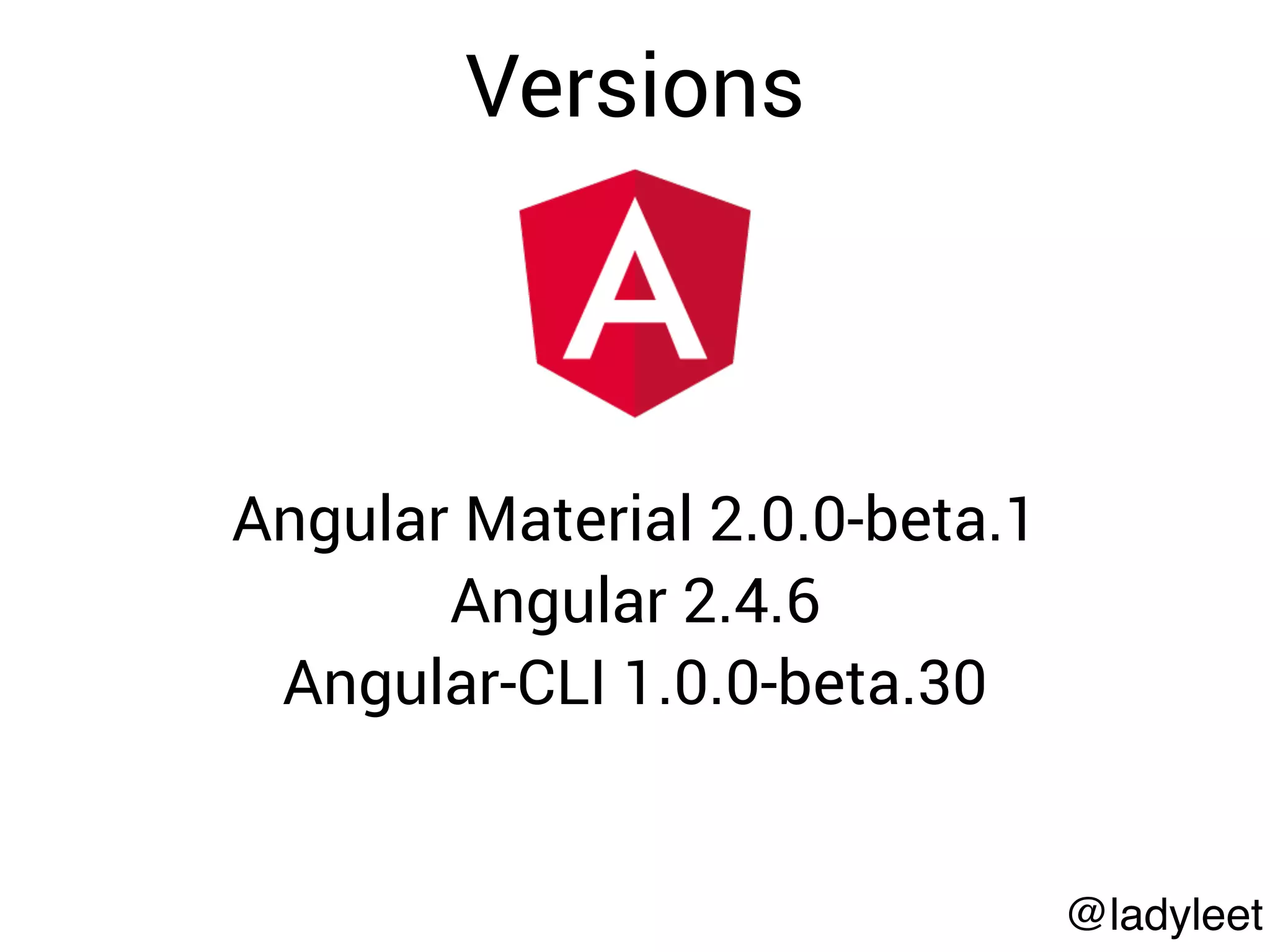 Angular Material 2.0.0-beta.1
Angular 2.4.6
Angular-CLI 1.0.0-beta.30
@ladyleet
Versions
 