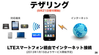 ƥ
            (921ܸ_ʼ)

ĩ                        󥿩`ͥå




          Wi-Fi



LTEީ`ȥեUɤǥ󥿩`ͥåȽӾA
       (2013115դꥵ`ӥ_ʼ趨)         28
 