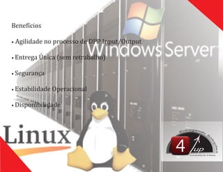 Benefıć ios
	Agilidade	no	processo	de	DPP	Input/Output•
Entrega	Unica	(sem	retrabalho)•	
Segurança•	
Estabilidade	Operacional•	
Disponibilidade•	
up
CONSULTING
 