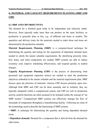 Material and capacity requirements planning (mrp and crp) part 1 | PDF
