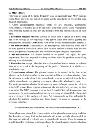 Material and capacity requirements planning (mrp and crp) part 2 | PDF